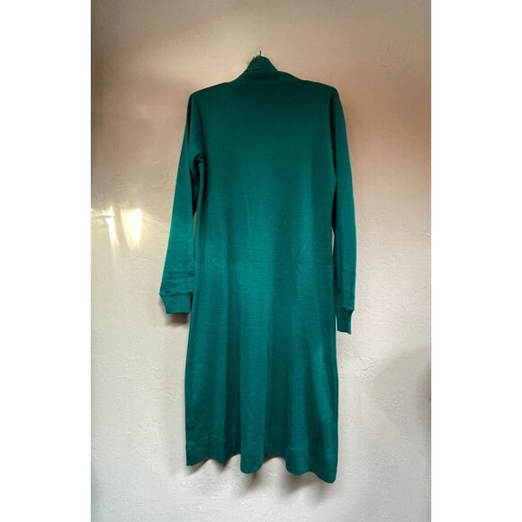 Vintage Miss Magnin at I. Magnin Womens Medium Sheath Midi Dress Turtleneck Teal - Picture 2 of 9